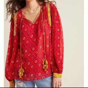 Anthropologie Verb Lulita Peasant Top Sz L Bohemian Hippie Granola Sz L EUC